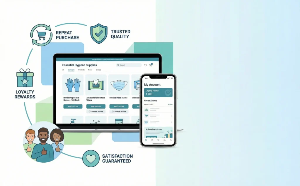 Devices displaying an online hygiene store